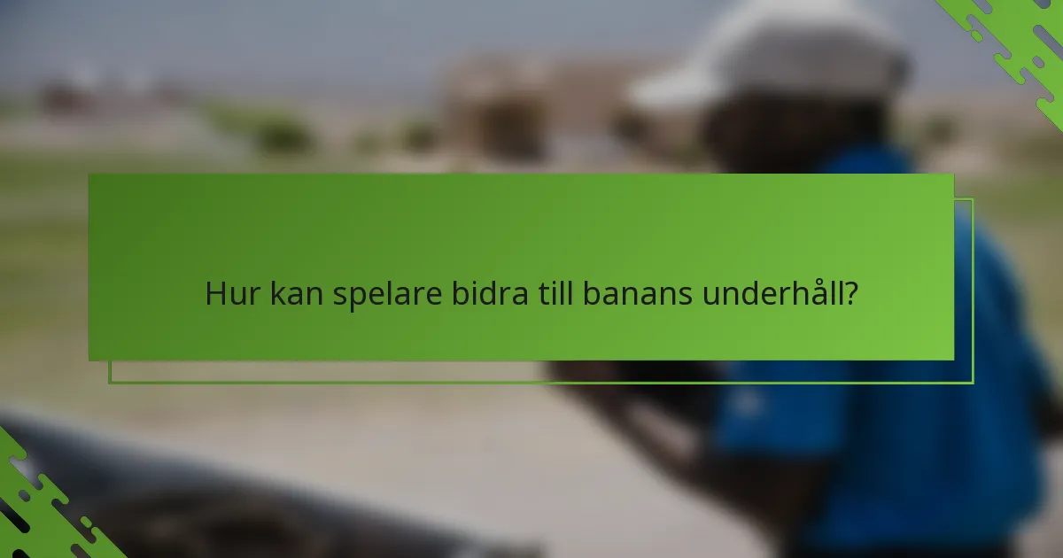 Hur kan spelare bidra till banans underhåll?