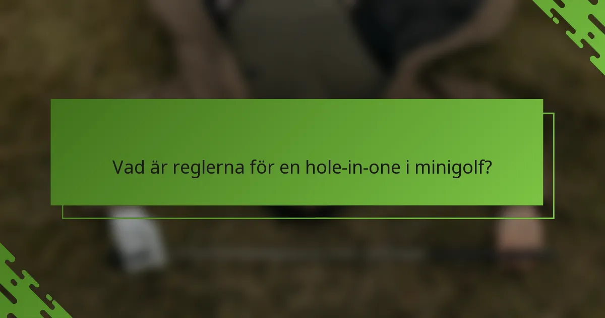 Vad är reglerna för en hole-in-one i minigolf?